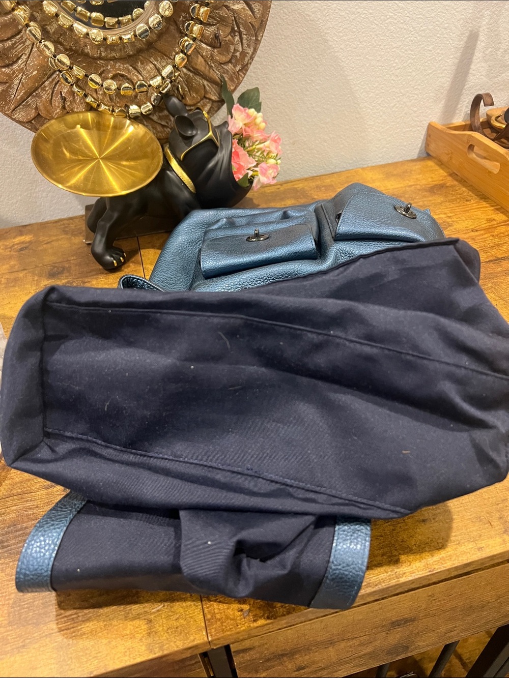 COACH Turnlock Rucksack Backpack Midnight Blue Pebbled Leather F36683 Medium - Picture 6 of 9